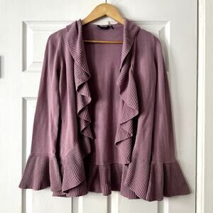 Daisy Fuentes Ruffle Open Front Cardigan Sz S